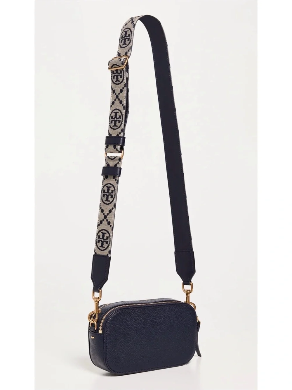 TORY BURCH Mini Miller Crossbody Bag Navy Blue Pebbled Leather